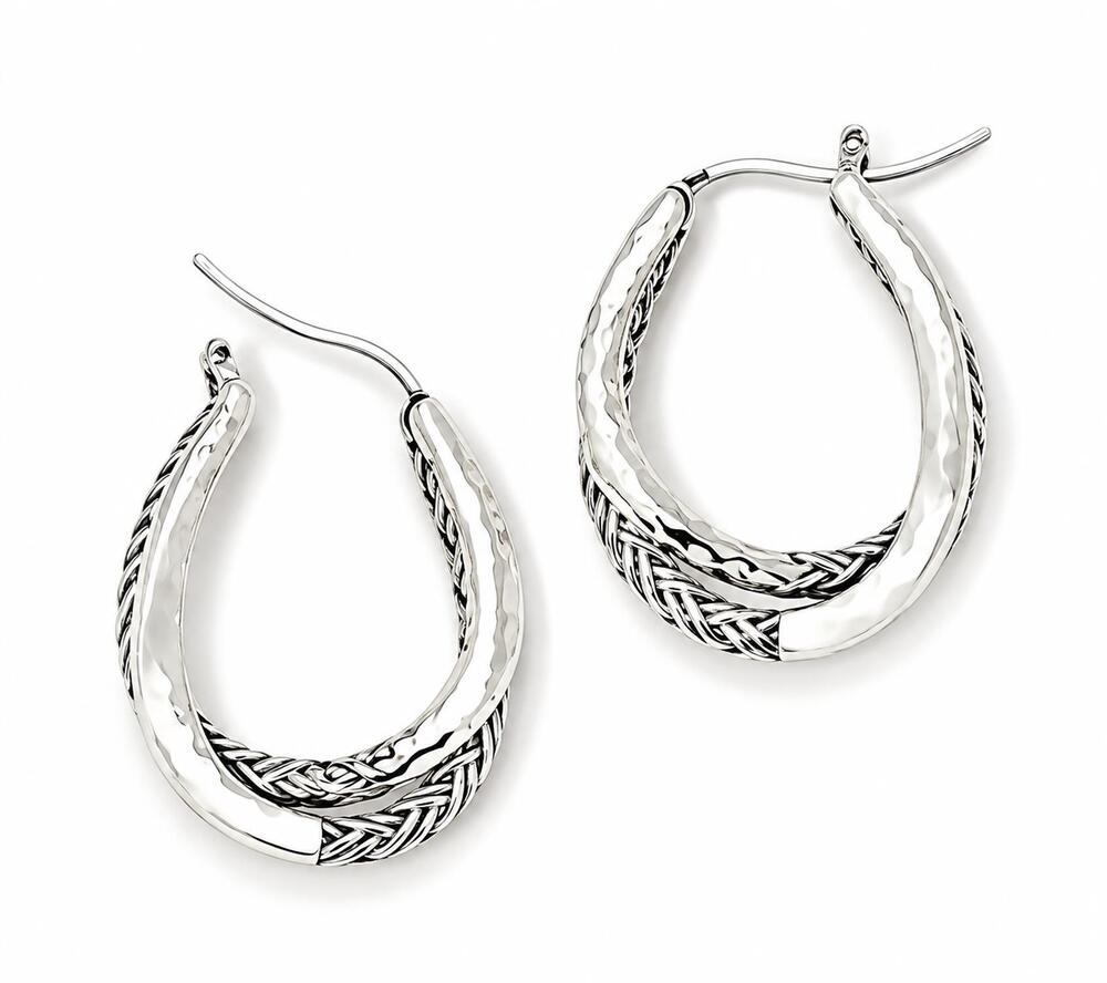 NEW JAI legacy & hammered hoop earrings in silver